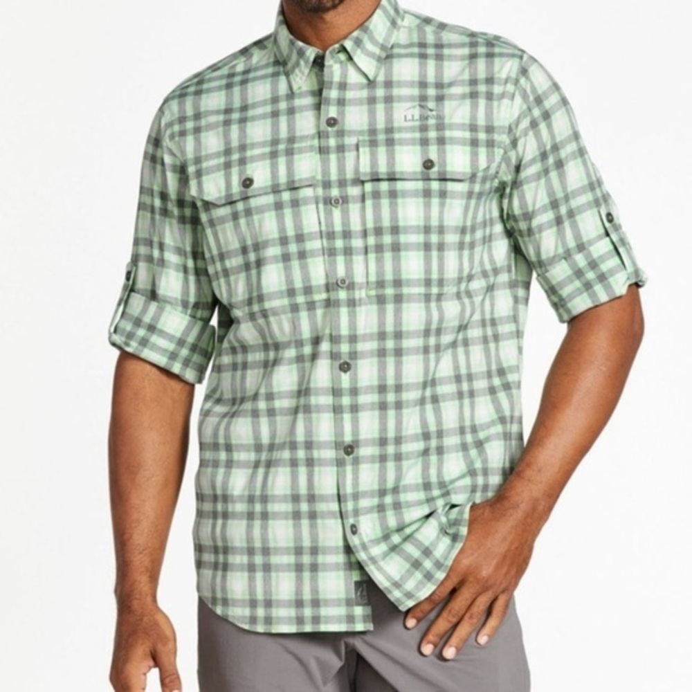 L.L Bean Mens  No Fly Zone Long-Sleeve Shirt Plaid size Medium